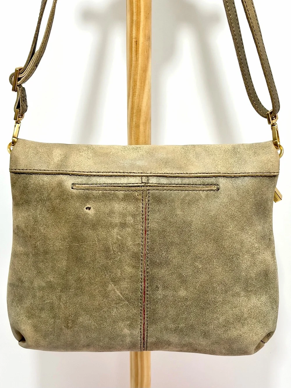 Hammitt VIP Medium Crossbody In Pewter With Gold Hardware/Red Zip